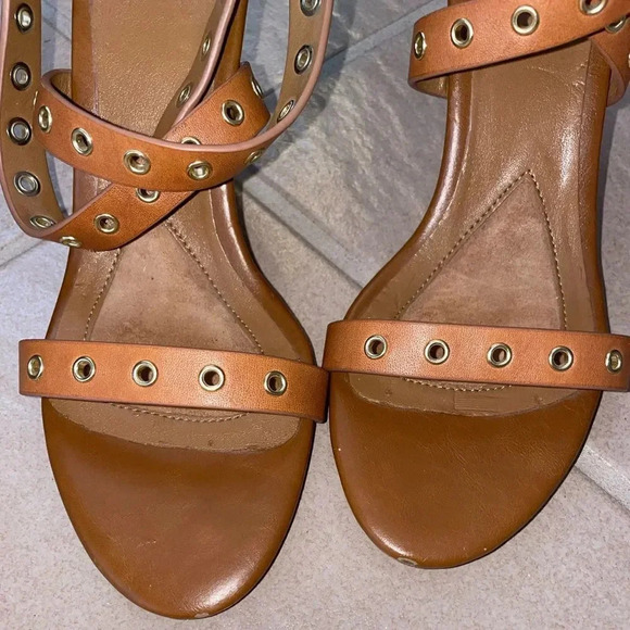 ISOLA DAMAR BROWN HEELED SANDAL WRAP AROUND STRAPS WITH GROMMET DETAIL SIZE 7.5 - Picture 10 of 15